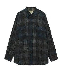 R13 Oversized boyfried shirt navy blue plaid