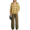 R13 Shredded Seam Drop neck Shirt khaki green plaid