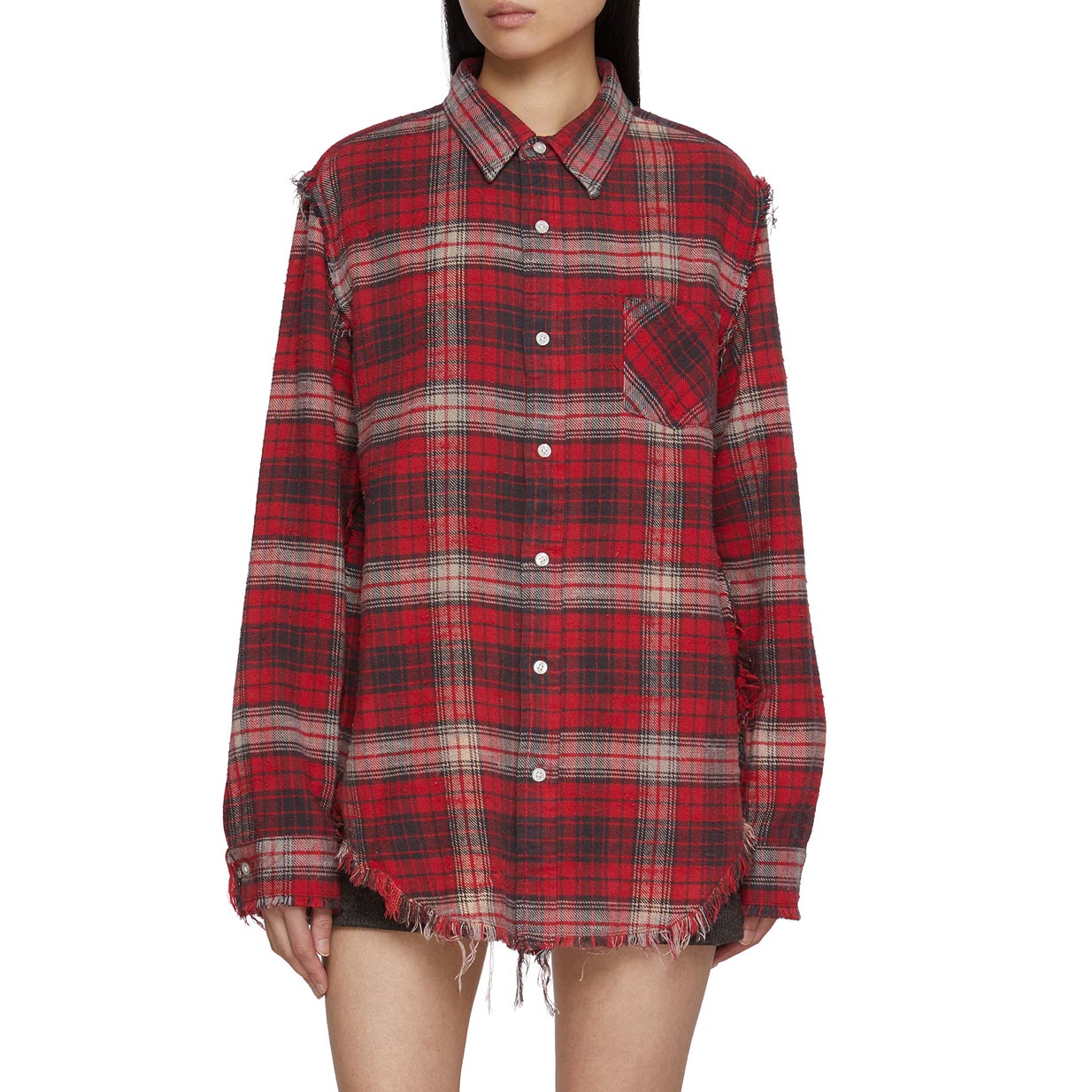 R13 Shredded Seam Drop Neck Flannel Shirt – evaChic