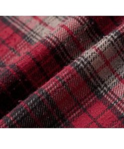 R13 shreded seam shirt in red black plaid