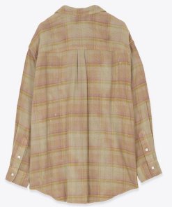 r13 boyfriend shirt in overdyed khaki plaid