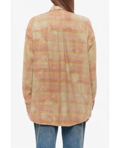 r13 boyfriend shirt in overdyed khaki plaid