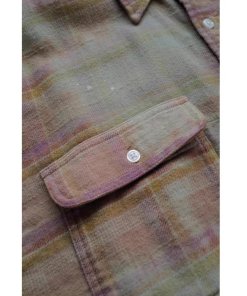 r13 boyfriend shirt in overdyed khaki plaid