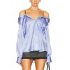 Alexander wang t off shoulder silk boyfriend shirt