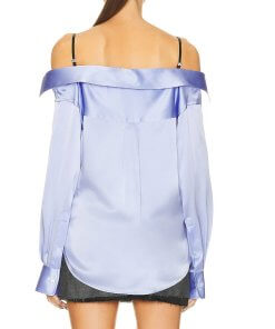 Alexander wang t off shoulder silk boyfriend shirt