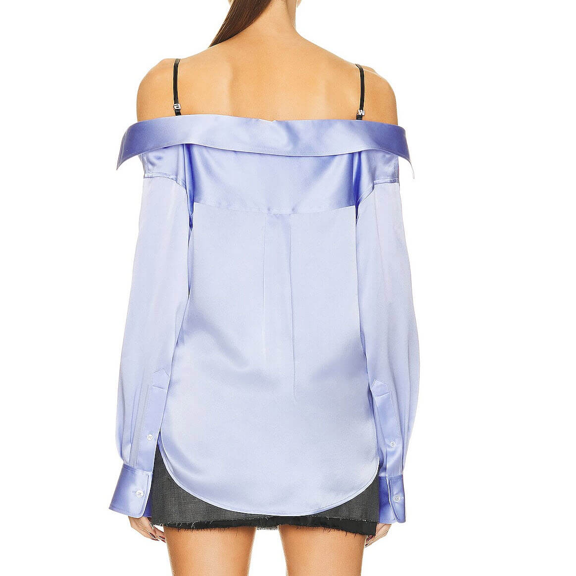 Alexander wang t off shoulder silk boyfriend shirt